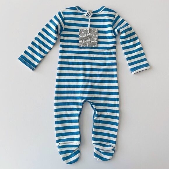 NWT Kate Quinn Organics Mediterranean Stripe Baby Footie 6-9 months - Picture 5 of 6